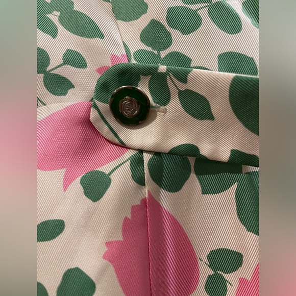 MOULINETTE SOEURS Anthropology Women's Green & Pink Leaf Floral Print Dress 4 - Picture 9 of 11